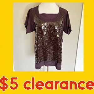 J. CREW Silk Purple Sequin Blouse Top Size Medium